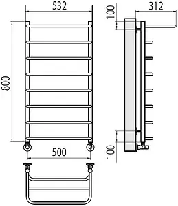 Полотенцесушитель водяной лесенка Terminus Полка П8 500х800 полированная сталь 4670078530295, 2