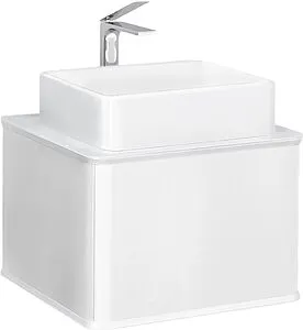 Тумба-умывальник подвесная Jorno Pastel 58 белый жемчуг Pas.01.58/P/W+MLN-7050H Тумба-умывальник подвесная Jorno Pastel 58 белый жемчуг Pas.01.58/P/W+MLN-7050H, 1