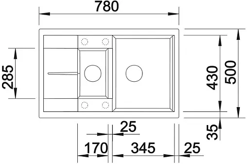 Мойка кухонная Blanco Metra 6 S Compact 78 черный 525925