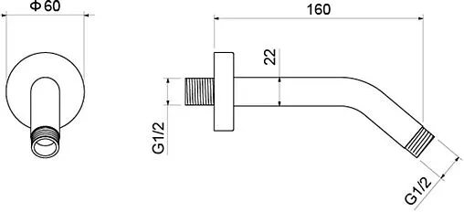 Держатель верхнего душа на стену Aquatek хром AQ2173CR