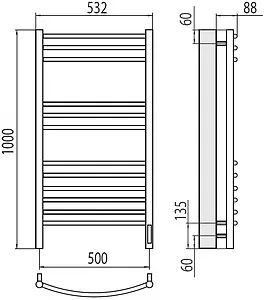 Полотенцесушитель электрический лесенка Terminus Классик П12 500х1000 электро sensor quick touch полированная сталь 4670078527325, 2