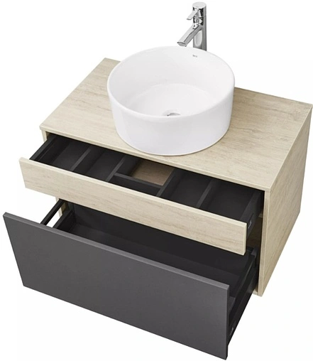 Тумба-умывальник подвесная Aquaton Лофт Урбан 80 графит/орегон 1A2476K3LQX60