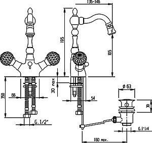 Смеситель для биде Cezares Atlantis бронза ATLANTIS-BS2-02-Sw Смеситель для биде Cezares Atlantis бронза ATLANTIS-BS2-02-Sw, 3