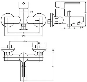 Смеситель для ванны Swedbe Diana хром 1030 Смеситель для ванны Swedbe Diana хром 1030, 2