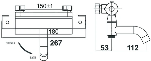 Термостат для ванны D&K Bayern Potsdam хром DA2153201 Термостат для ванны D&K Bayern Potsdam хром DA2153201