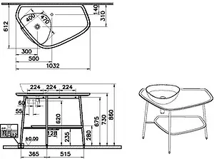 Консоль напольная VitrA Plural белый/массив дерева 62571 Консоль напольная VitrA Plural белый/массив дерева 62571, 2