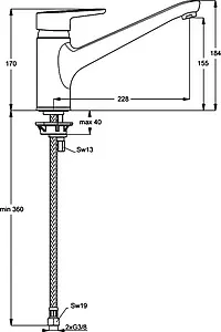 Смеситель для кухни Ideal Standard Connect blue хром B9931AA, 2