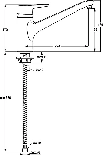 Смеситель для кухни Ideal Standard Connect blue хром B9931AA