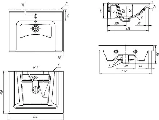 Раковина Dreja Грейс 60 белый 641587
