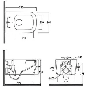 Унитаз подвесной безободковый Kludi Resa S черный матовый 27WCW0139 Унитаз подвесной безободковый Kludi Resa S черный матовый 27WCW0139, 2