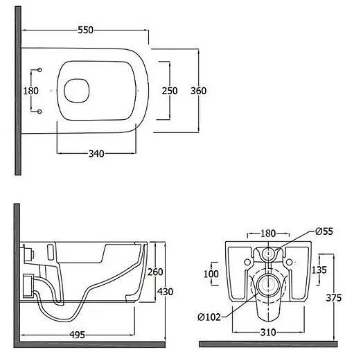 Унитаз подвесной безободковый Kludi Resa S черный матовый 27WCW0139
