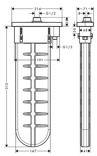 Подключение лейки на борт ванны Hansgrohe sBox Square полированное золото 28010990