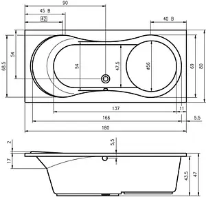 Ванна акриловая Riho Tofield 180x80 BA3700500000000, 2