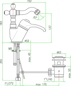 Смеситель для биде Fiore Jafar хром 47CR5314 Смеситель для биде Fiore Jafar хром 47CR5314, 2
