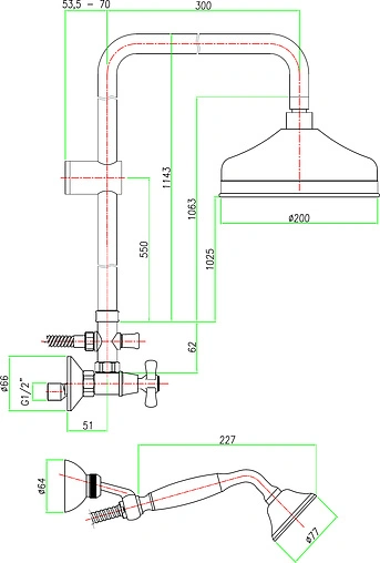 Душевая система со смесителем для душа Fiore Margot хром 26CR0620