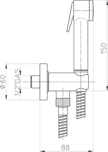 Гигиенический душ с шланговым подсоединением Bossini Paloma хром C69013B.030
