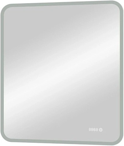 Зеркало с подсветкой Continent Glamour Led 68.5 с часами белый ЗЛП172