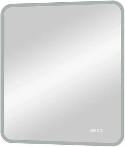 Зеркало с подсветкой Continent Glamour Led 80 с часами белый ЗЛП606/1