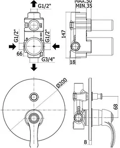 Смеситель для ванны скрытого монтажа Paffoni Flavia бронза FA015BR, 2