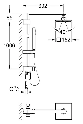 Душевая система без смесителя Grohe Euphoria Cube System 150 хром 27696000