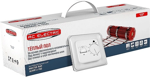 Теплый пол (нагревательный мат) AC Electric ACMM 375Вт 2.5м² ACМM 2-150-2,5 с терморегулятором Теплый пол (нагревательный мат) AC Electric ACMM 375Вт 2.5м² ACМM 2-150-2,5 с терморегулятором
