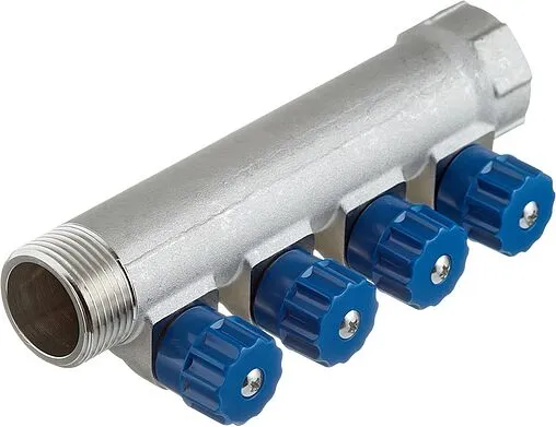 Коллектор регулирующий проходной 4 отвода 1&quot;в/н x ½&quot;к Valtec VTc.560.N.0604