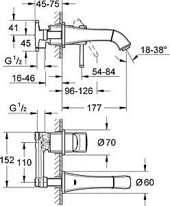 Смеситель для раковины из стены Grohe Grandera хром/золото 19929IG0, 2
