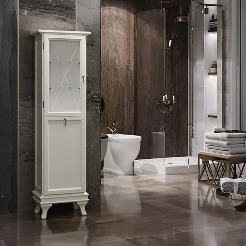 Шкаф-пенал напольный с бельевой корзиной Opadiris Борджи 44.3 L слоновая кость Z0000012564