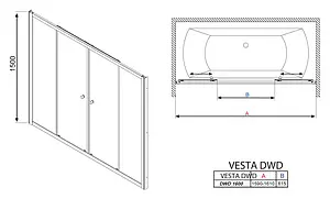 Шторка на ванну 1600мм прозрачное стекло Radaway Vesta DWD 160 203160-01 Шторка на ванну 1600мм прозрачное стекло Radaway Vesta DWD 160 203160-01, 2