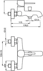 Смеситель для ванны Damixa Sirius хром 861000000 Смеситель для ванны Damixa Sirius хром 861000000, 2