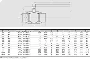 Кран шаровый под приварку Ду32 Ру40 Also КШ.П.032.40-01, 2