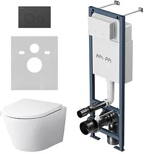 Комплект 6 в 1 Am.Pm Sense FlashClean IS110138.741701 с кнопкой черный матовый, 1