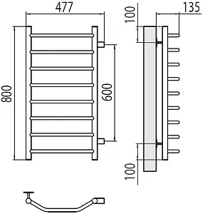 Полотенцесушитель водяной лесенка Terminus Виктория П8 400х800 бп600 полированная сталь 4670078530103, 2