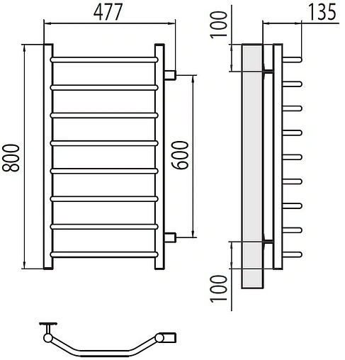 Полотенцесушитель водяной лесенка Terminus Виктория П8 400х800 бп600 полированная сталь 4670078530103