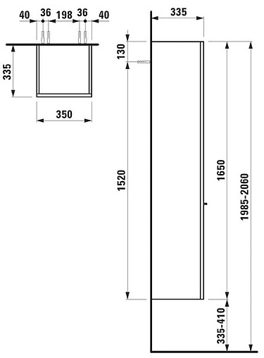 Шкаф-пенал подвесной Laufen Palace 35 L белый 4.0202.1.075.463.1