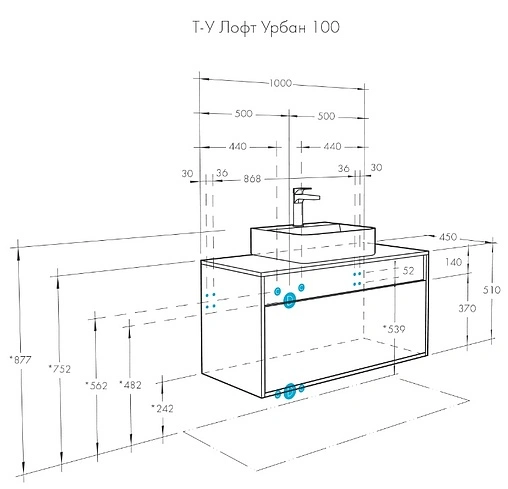 Тумба-умывальник подвесная Aquaton Лофт Урбан 100 графит/орегон 1A2477K0LQX60