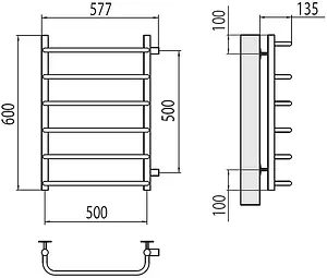 Полотенцесушитель водяной лесенка Terminus Стандарт П6 500х600 бп500 полированная сталь 4670078530349, 2