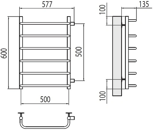 Полотенцесушитель водяной лесенка Terminus Стандарт П6 500х600 бп500 полированная сталь 4670078530349