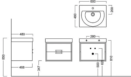 Тумба-умывальник подвесная Kerama Marazzi Canaletto 60 белый CN.60+BG.wb.60