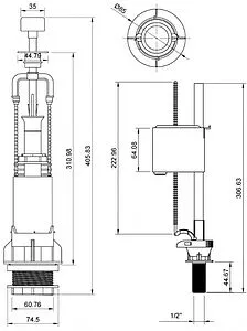 Комплект арматуры для бачка штоковый ½&quot; пластик нижний BERGES Eko 01 030101, 2