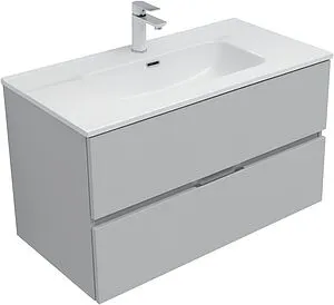 Тумба-умывальник подвесная Aquanet Алвита New 90 серый 00303922+00284029, 5