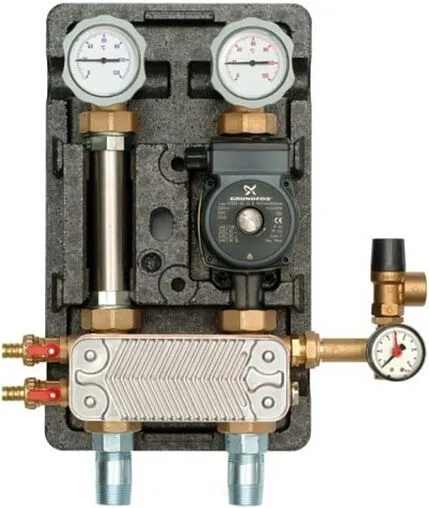Насосный модуль с теплообменником 30 пластин 1&quot;н х 1&quot;в Meibes UK M45811.30 с насосом Grundfos UPS 25-60