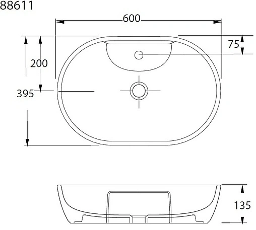 Раковина beWash Bogen 60 белый 88611101 Раковина beWash Bogen 60 белый 88611101
