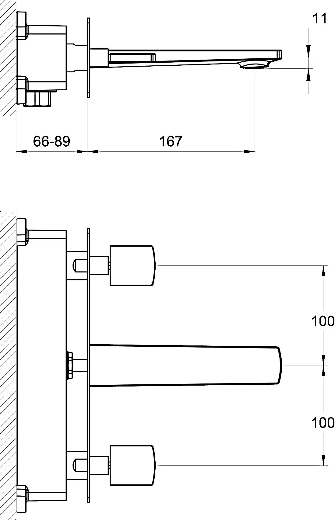 Смеситель для раковины из стены BelBagno Carin хром CAR-BLI-CRM