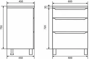 Тумба под умывальник напольная Uperwood UPD Tanos 60 белый 291020329 Тумба под умывальник напольная Uperwood UPD Tanos 60 белый 291020329, 2