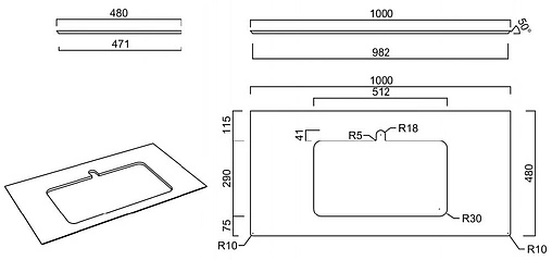 Столешница для раковин встраиваемых сверху Kerama Marazzi Plaza Next PL2 100 фондамента серый PL2.DL500920R\100 Столешница для раковин встраиваемых сверху Kerama Marazzi Plaza Next PL2 100 фондамента серый PL2.DL500920R\100