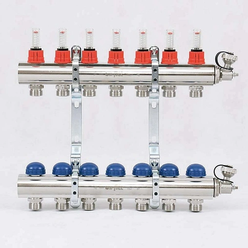 Группа коллекторная с расходомерами 7 отводов 1&quot;в/в x ¾&quot;ек Uni-fitt 440E4307