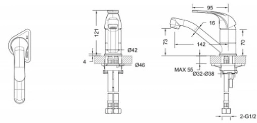 Смеситель для раковины Bravat Fit хром F1233188CP-RUS Смеситель для раковины Bravat Fit хром F1233188CP-RUS