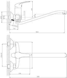 Смеситель для ванны с длинным изливом Rossinka хром A35-34, 2
