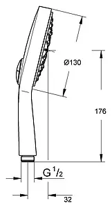 Лейка ручного душа Grohe Power&Soul Cosmopolitan 130 хром 27664000, 2